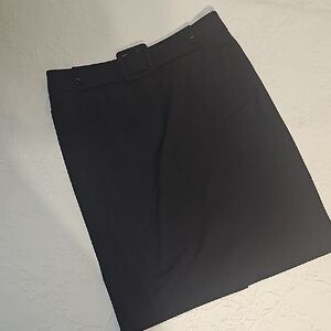 Talbots Black Knee-length Stretch Faux Belt Pencil Skirt Sz 10